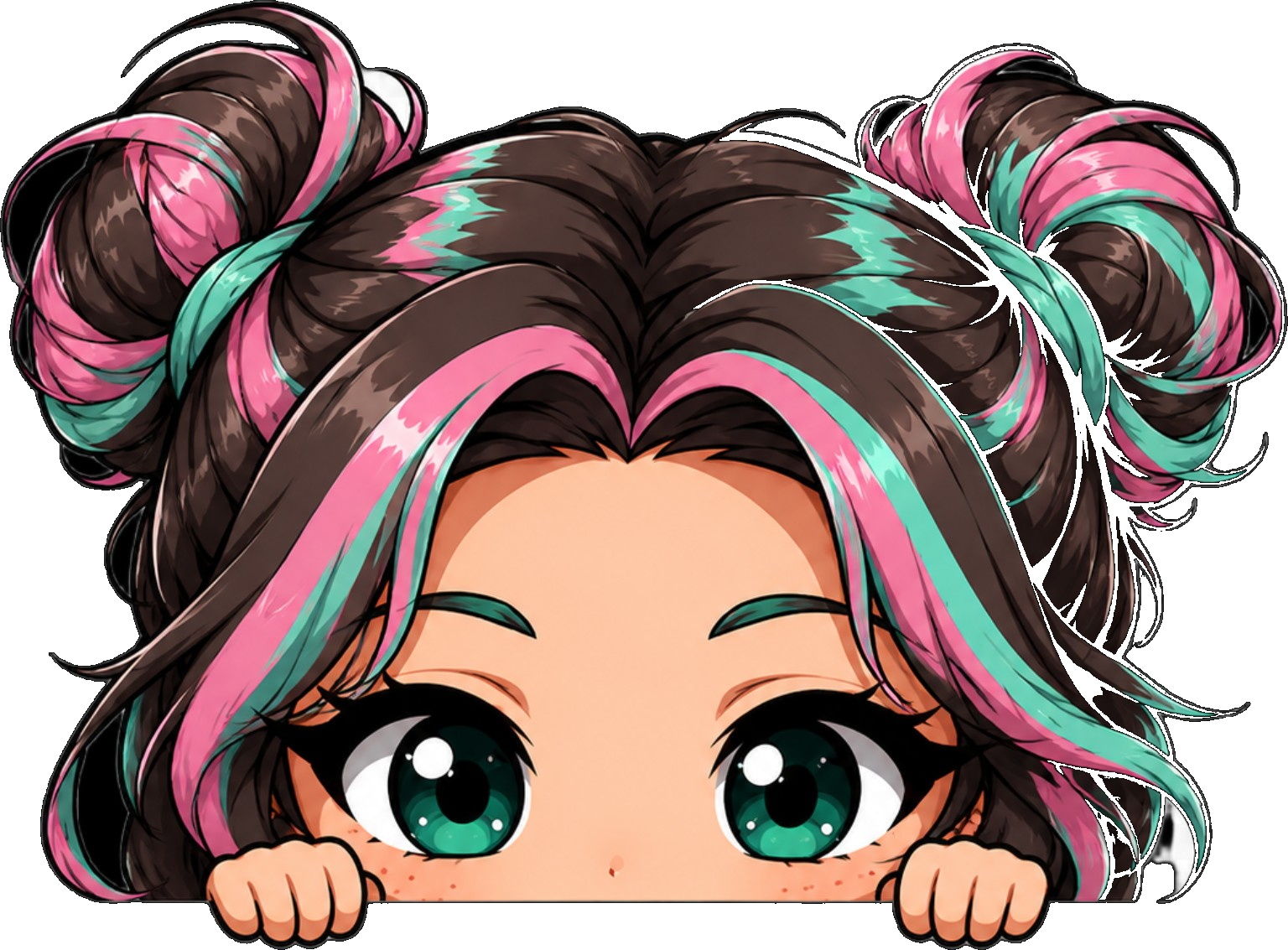 Cute Made by Auri mascot peeking over the page